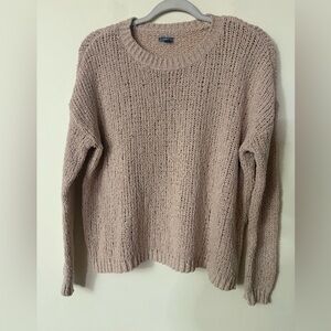 Aerie Soft Taupe Crew Neck Sweater, size XS, Oversized, Looser Knit
